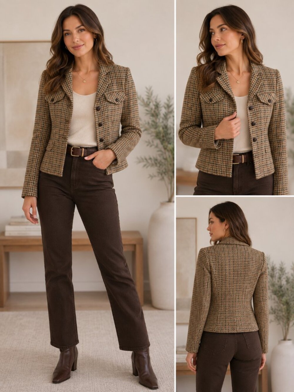 Hugo Buscati Milano Houndstooth Wool Blend Jacket Vintage Italian Style Blazer